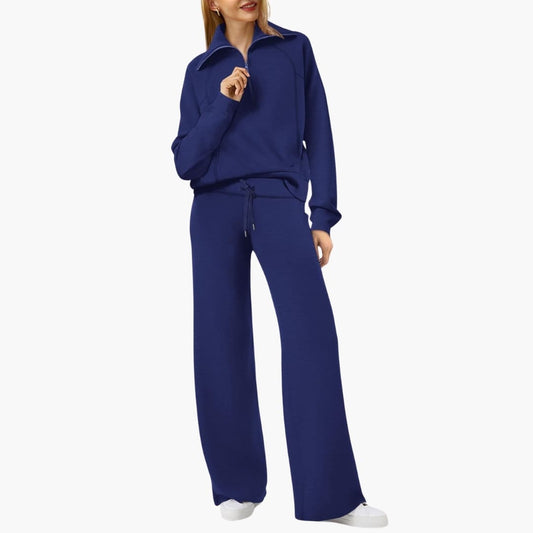 Half-Zip Wide-Leg Women’s Lounge Set