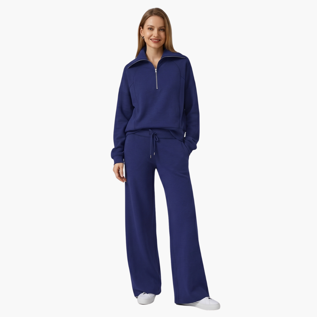 Half-Zip Wide-Leg Women’s Lounge Set