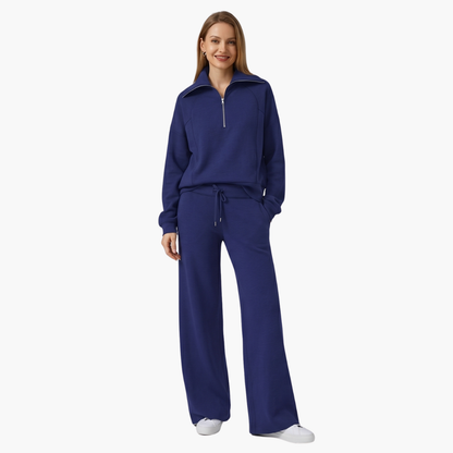 Half-Zip Wide-Leg Women’s Lounge Set