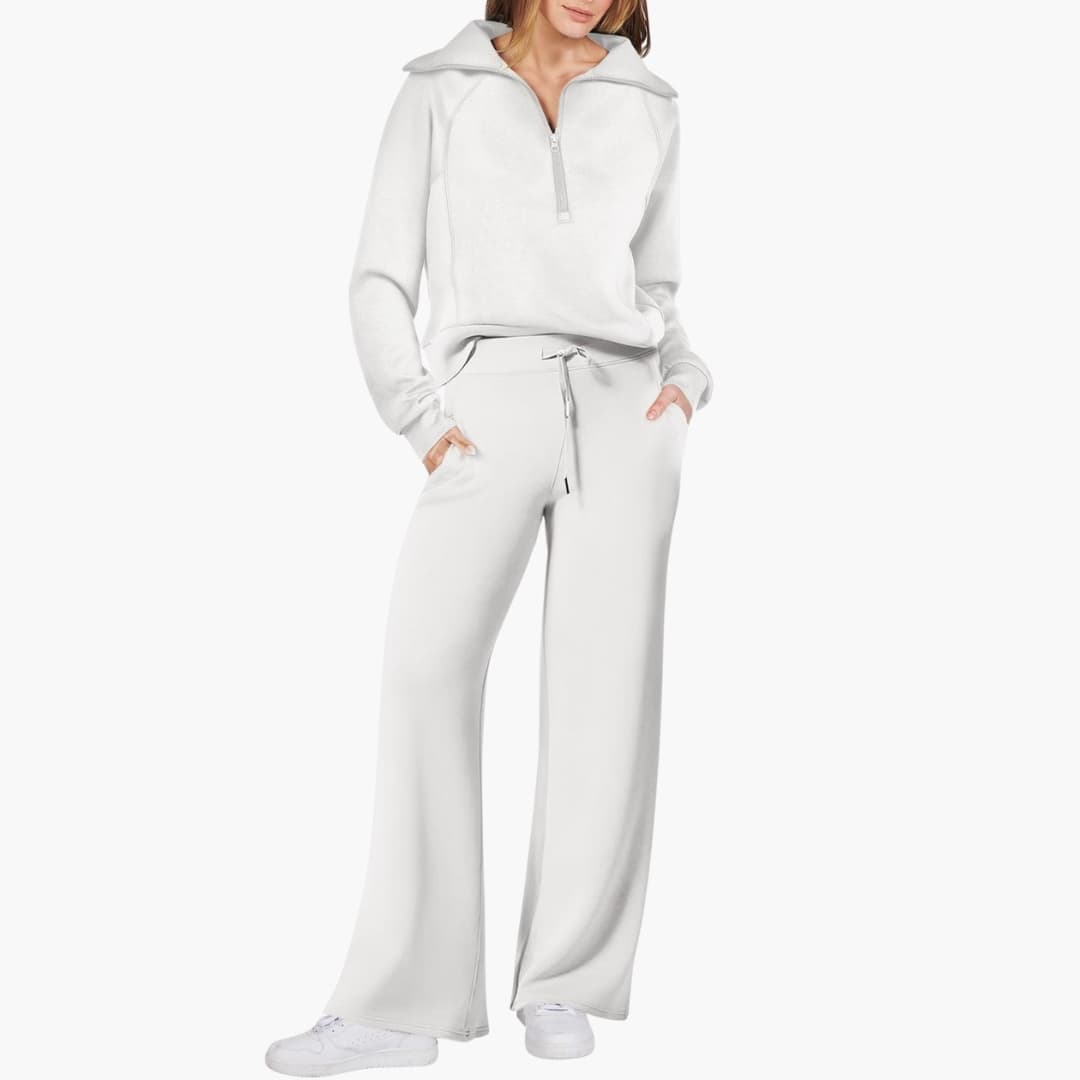 Half-Zip Wide-Leg Women’s Lounge Set