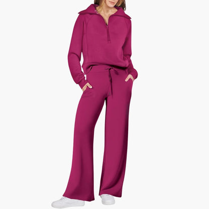 Half-Zip Wide-Leg Women’s Lounge Set