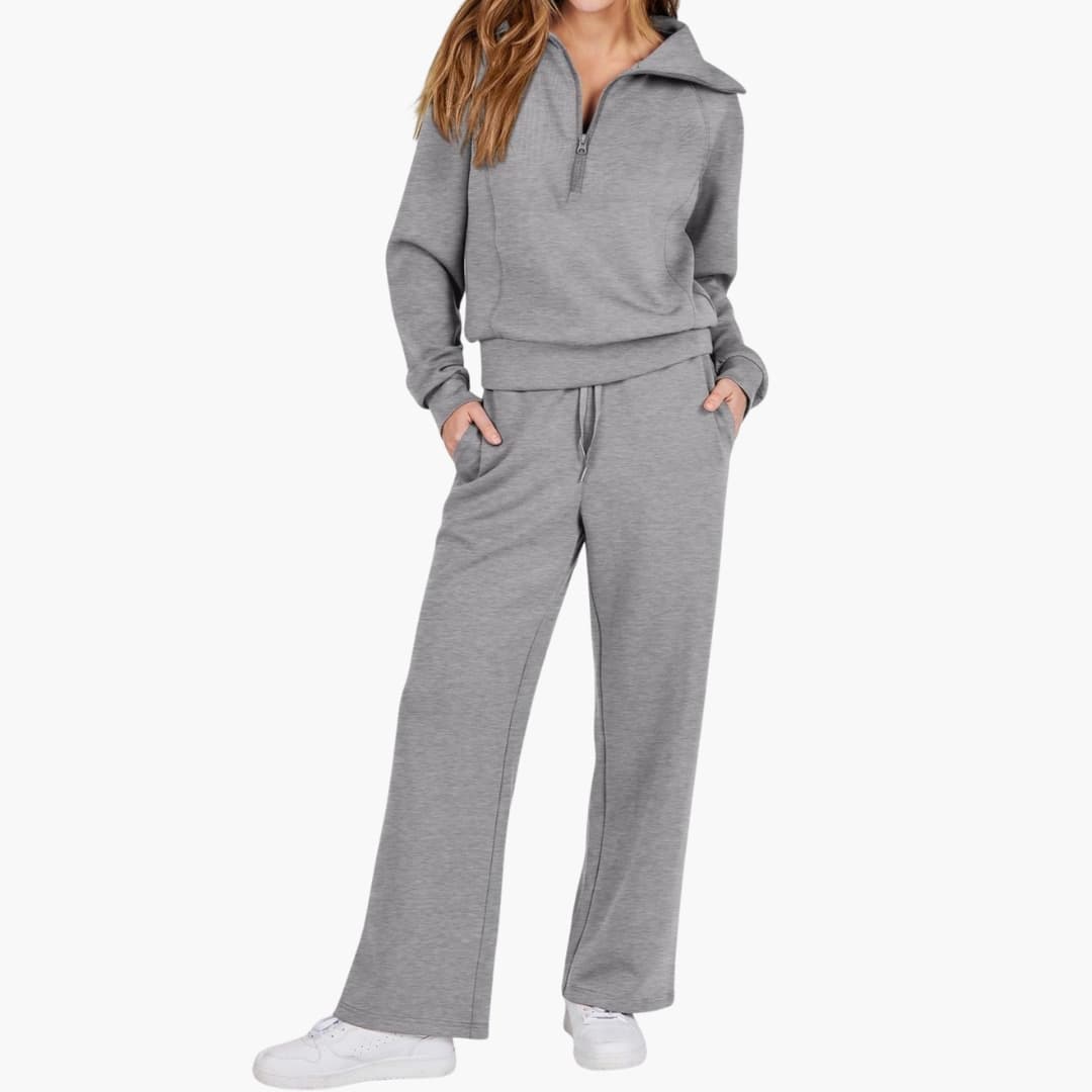 Half-Zip Wide-Leg Women’s Lounge Set