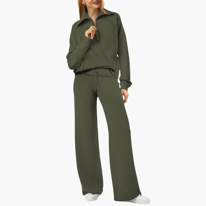 Half-Zip Wide-Leg Women’s Lounge Set