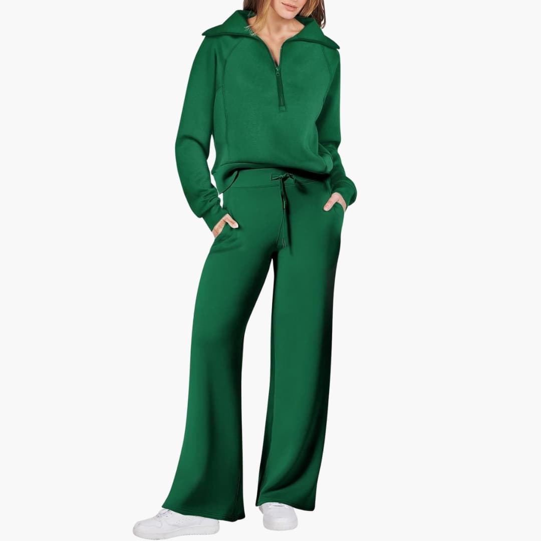 Half-Zip Wide-Leg Women’s Lounge Set
