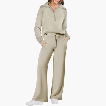 Half-Zip Wide-Leg Women’s Lounge Set