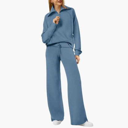 Half-Zip Wide-Leg Women’s Lounge Set