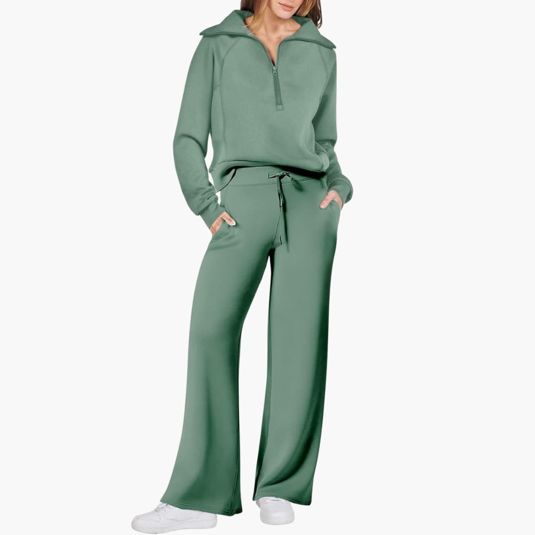 Half-Zip Wide-Leg Women’s Lounge Set
