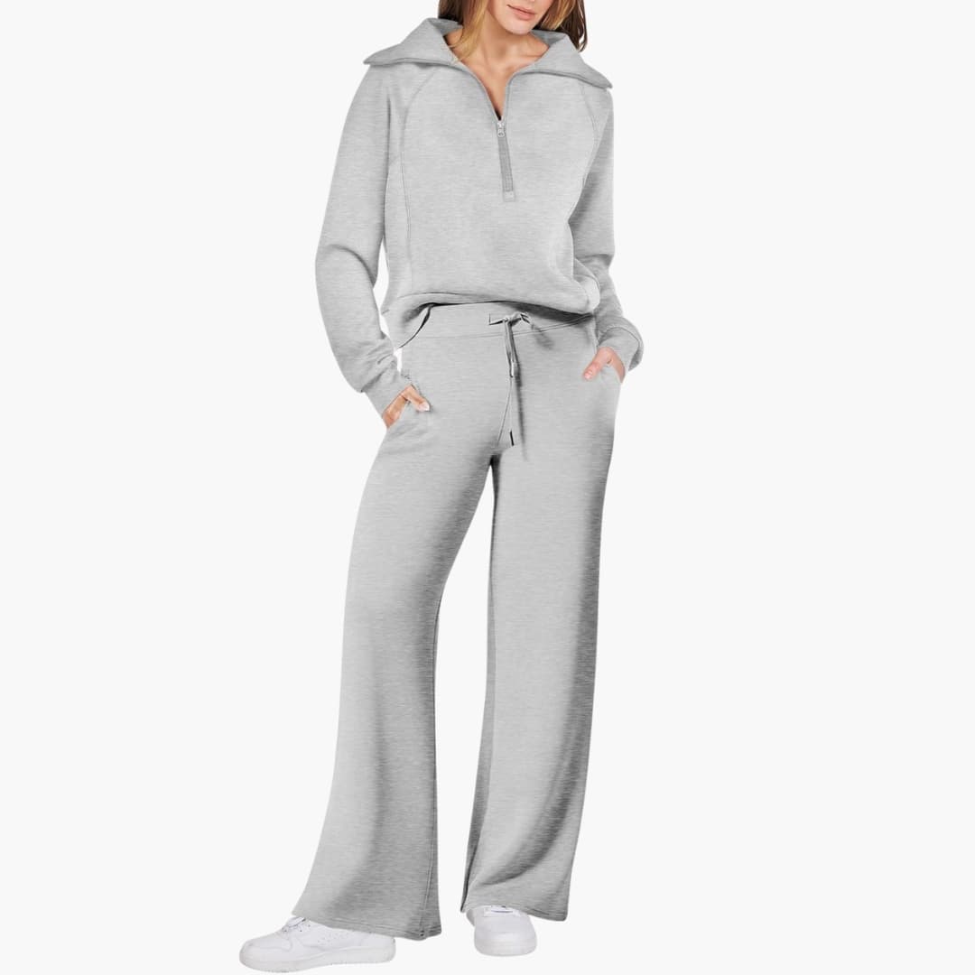 Half-Zip Wide-Leg Women’s Lounge Set