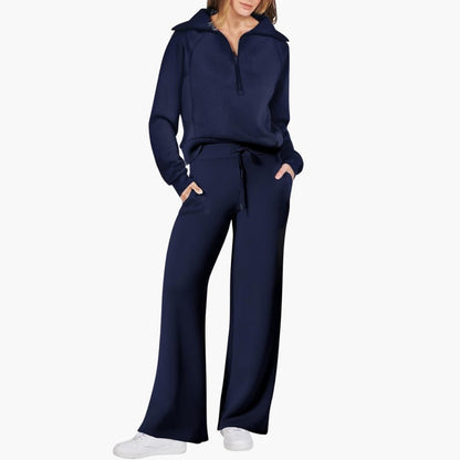Half-Zip Wide-Leg Women’s Lounge Set