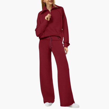 Half-Zip Wide-Leg Women’s Lounge Set