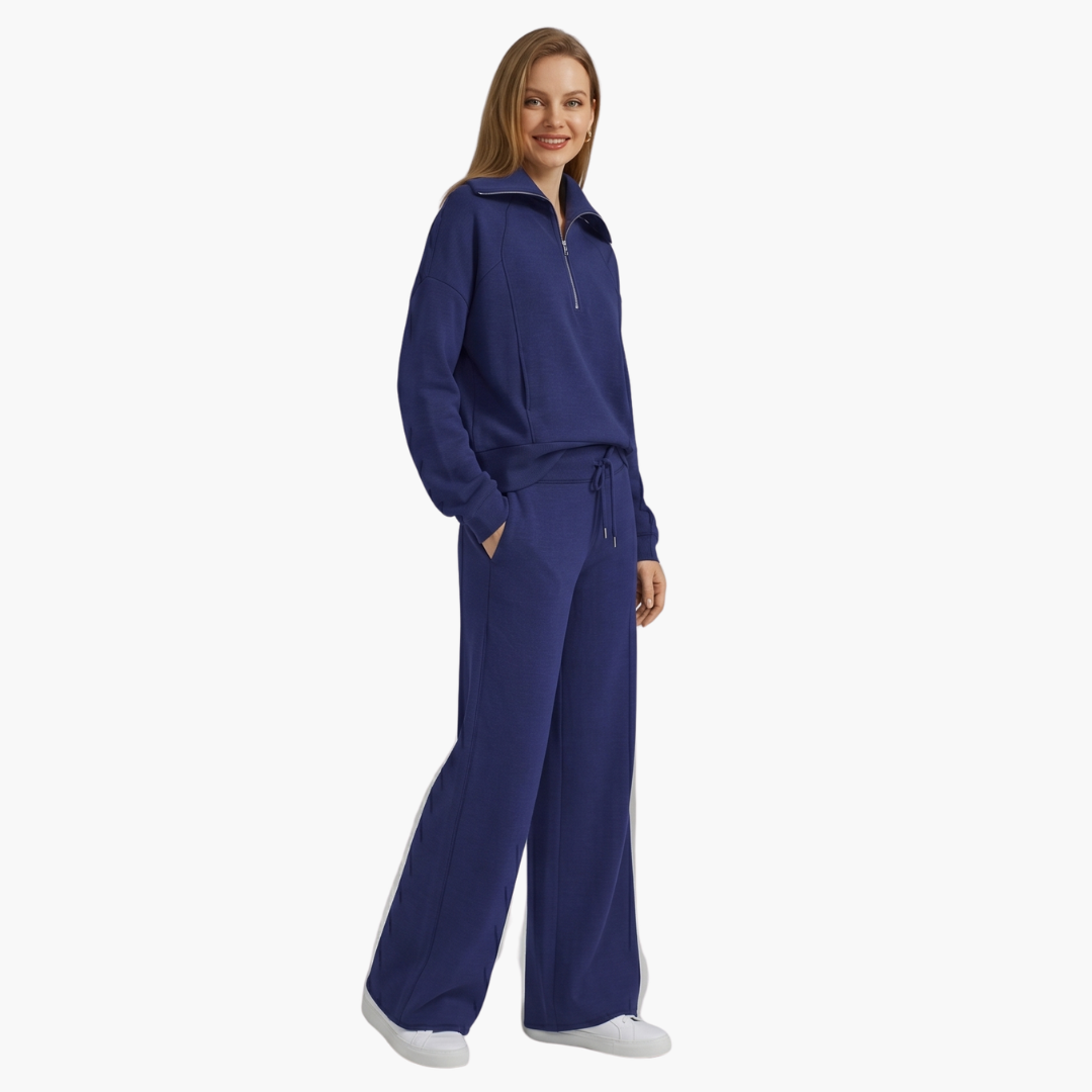 Half-Zip Wide-Leg Women’s Lounge Set