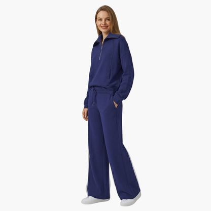 Half-Zip Wide-Leg Women’s Lounge Set