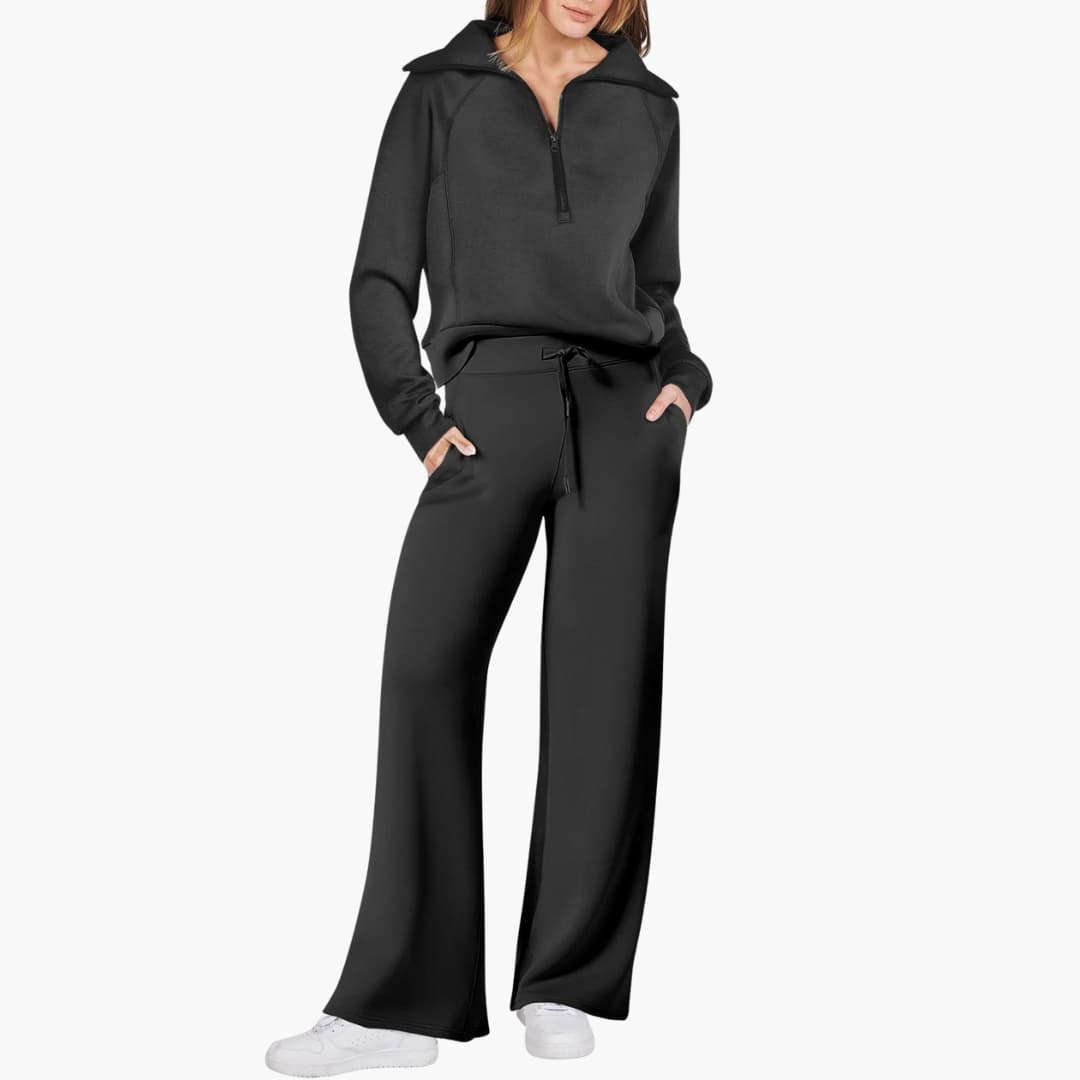 Half-Zip Wide-Leg Women’s Lounge Set
