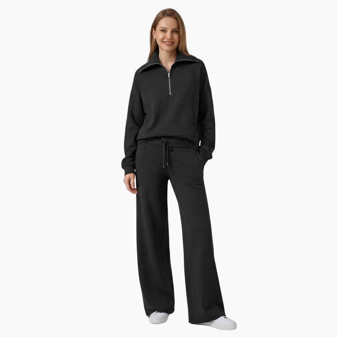 Half-Zip Wide-Leg Women’s Lounge Set