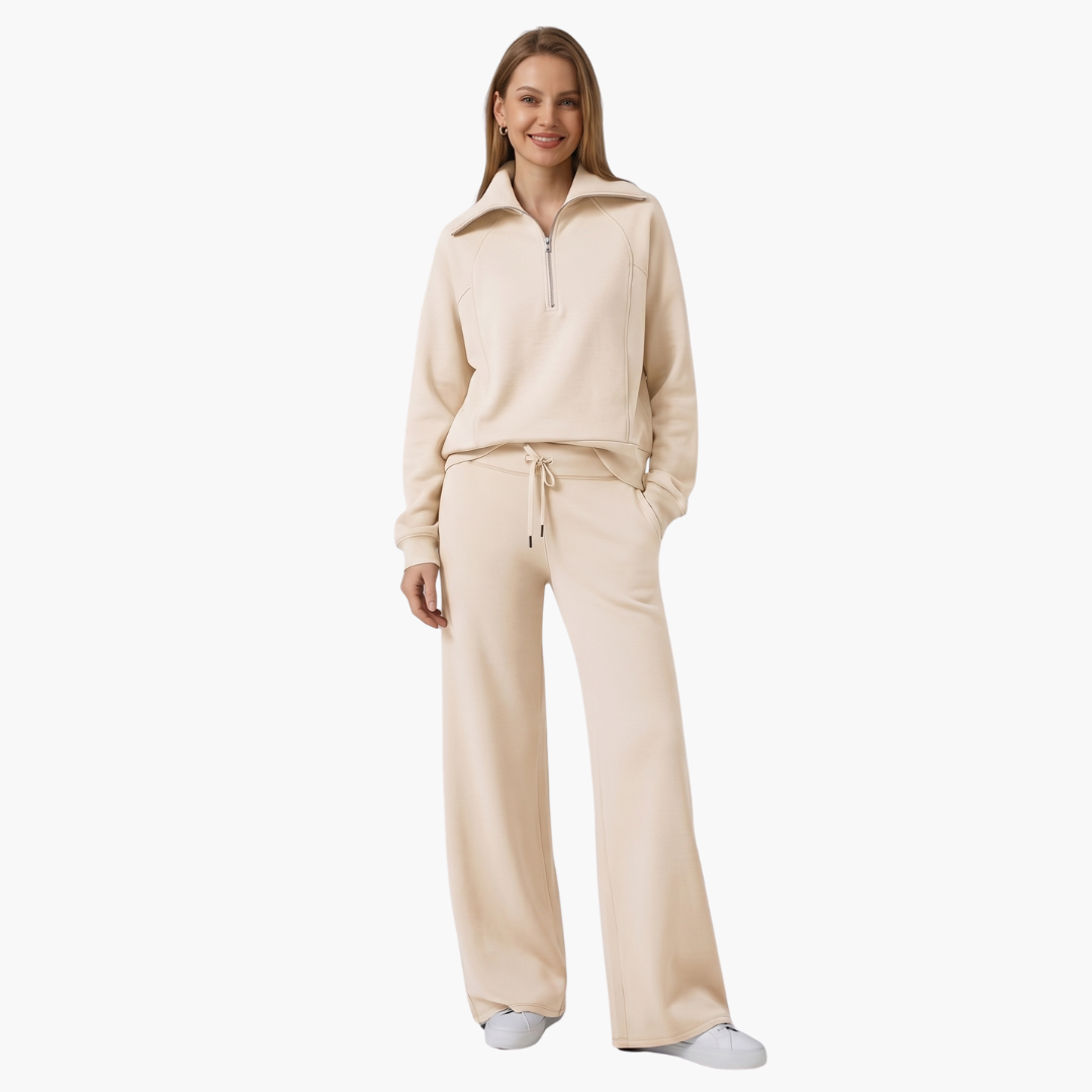Half-Zip Wide-Leg Women’s Lounge Set