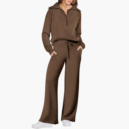 Half-Zip Wide-Leg Women’s Lounge Set