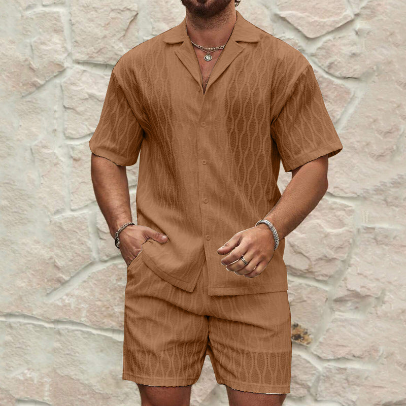 Men’s Textured Short Sleeve Shirt Set