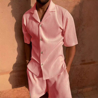 Men’s Short Sleeve Corduroy Shirt Set
