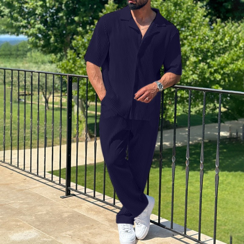 Men’s Short Sleeve Pleated Set
