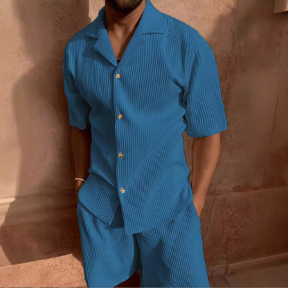 Men’s Short Sleeve Corduroy Shirt Set
