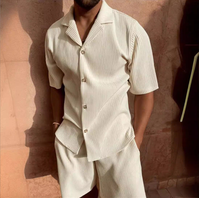 Men’s Short Sleeve Corduroy Shirt Set