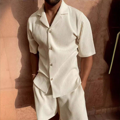 Men’s Short Sleeve Corduroy Shirt Set