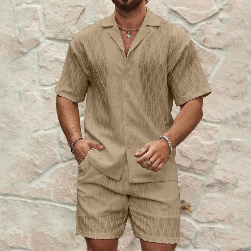 Men’s Textured Short Sleeve Shirt Set