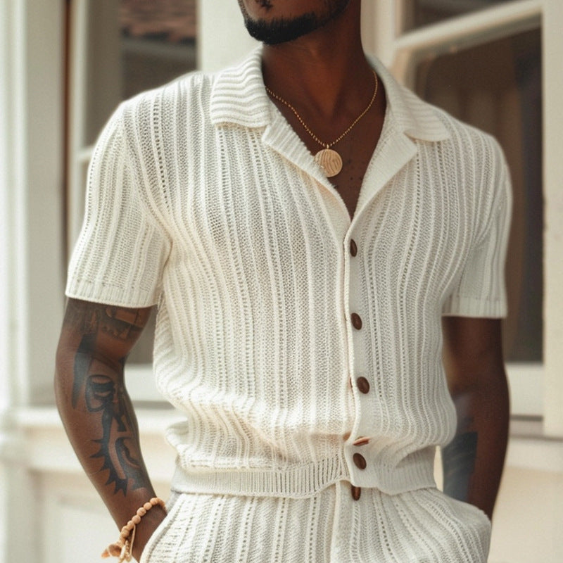 Men’s Knit Shirt and Shorts Casual Set