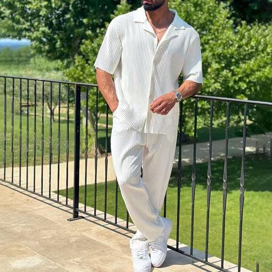 Men’s Short Sleeve Pleated Set