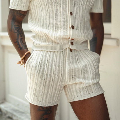 Men’s Knit Shirt and Shorts Casual Set
