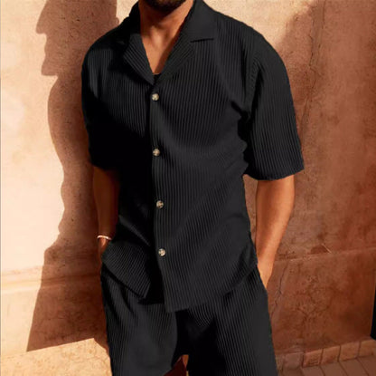 Men’s Short Sleeve Corduroy Shirt Set