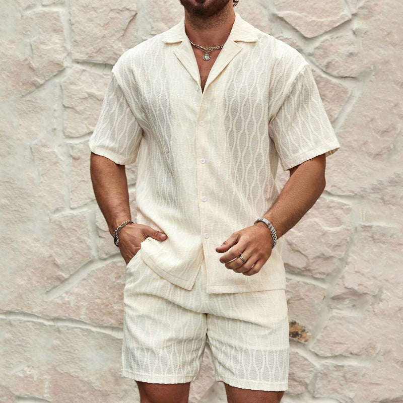 Men’s Textured Short Sleeve Shirt Set