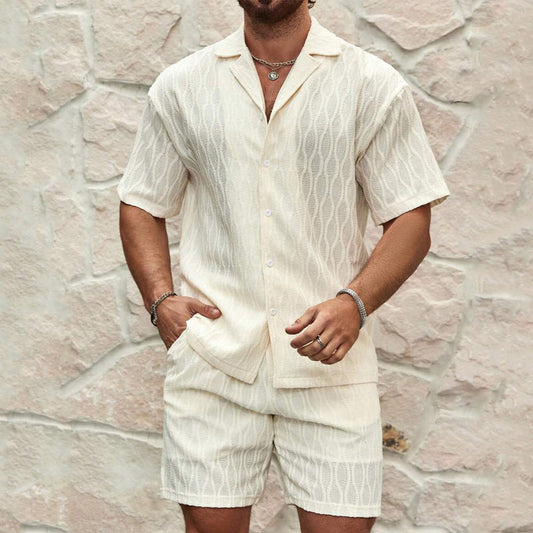 Men’s Textured Short Sleeve Shirt Set