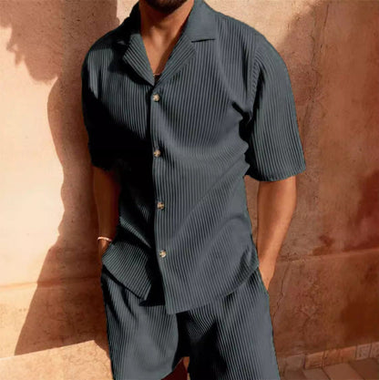 Men’s Short Sleeve Corduroy Shirt Set