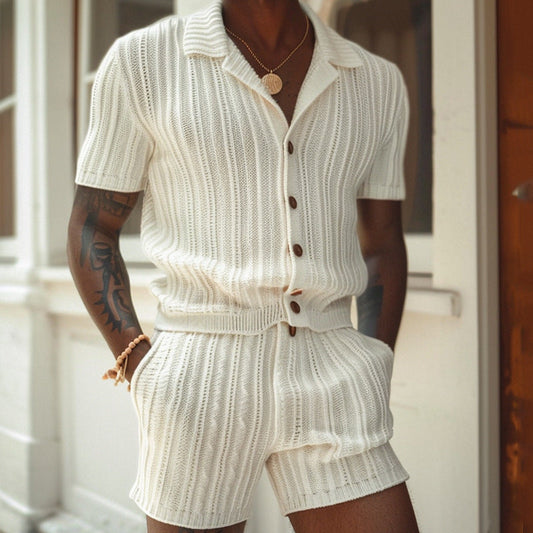 Men’s Knit Shirt and Shorts Casual Set