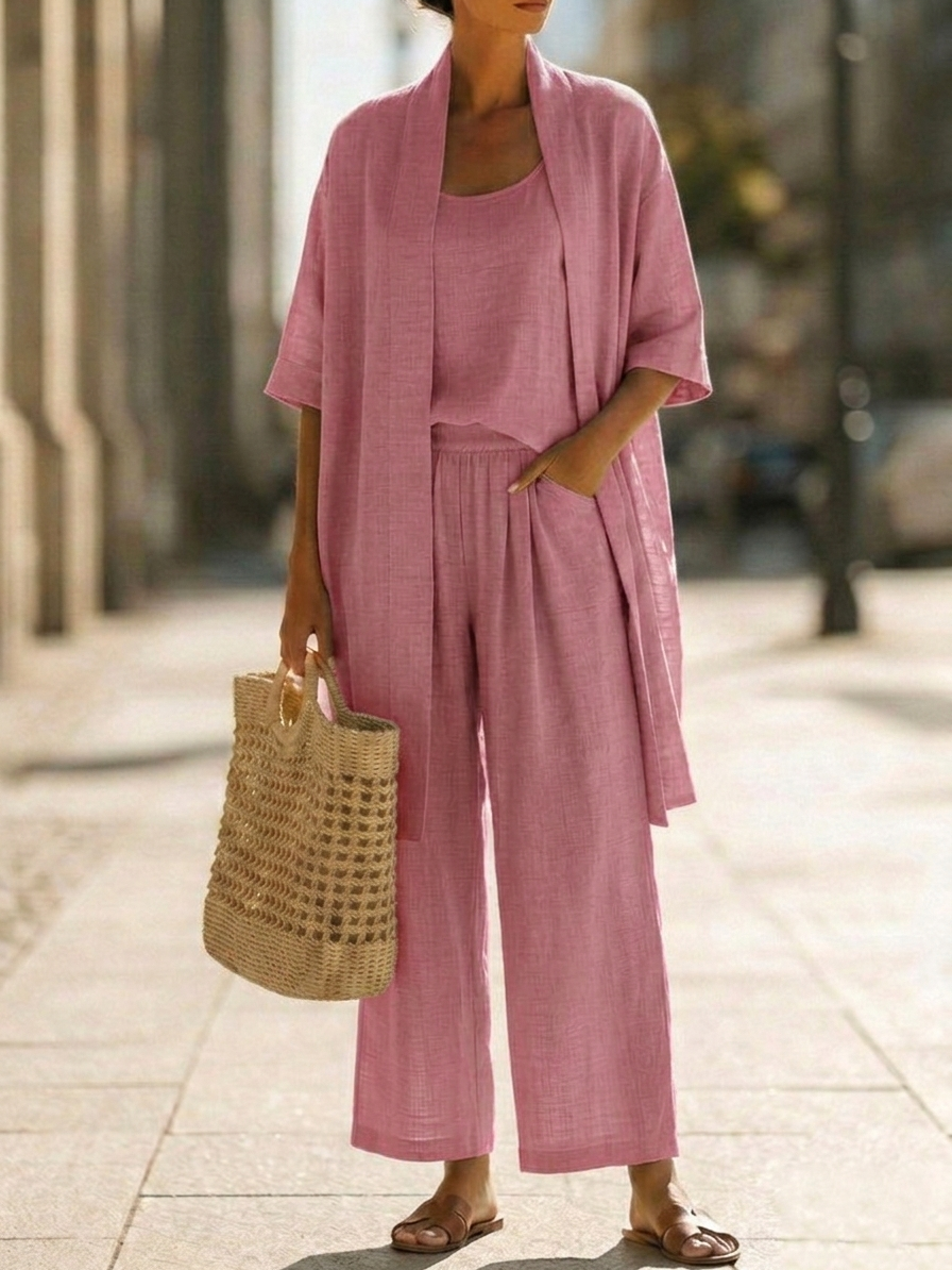 Relaxed Linen Feel Three-Piece Set