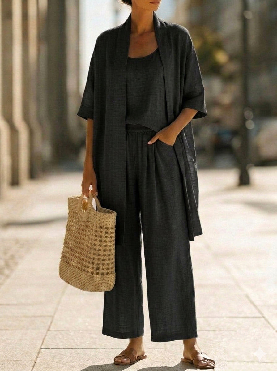 Relaxed Linen Feel Three-Piece Set