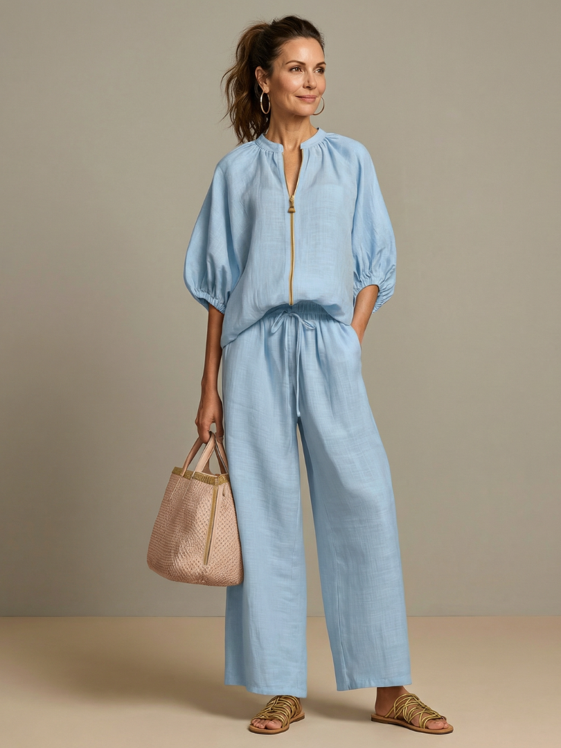 Elegant Zip-Up Two-Piece Set