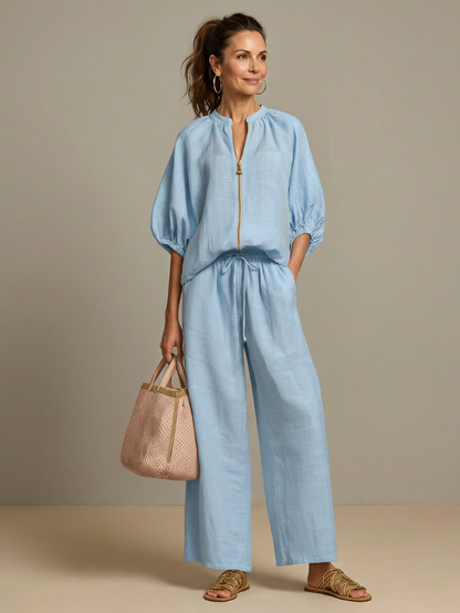 Elegant Zip-Up Two-Piece Set