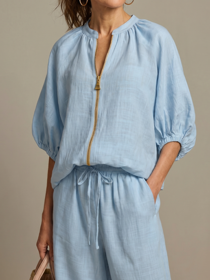 Elegant Zip-Up Two-Piece Set