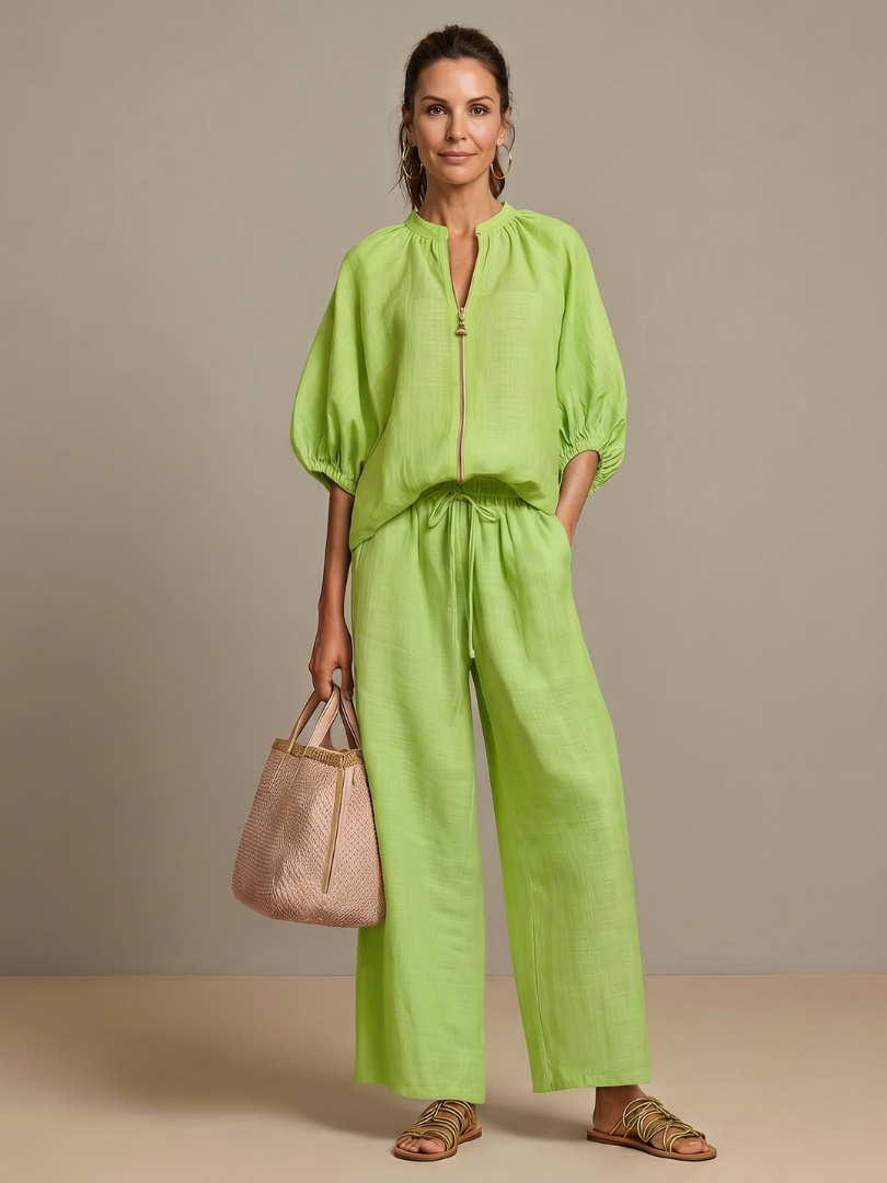 Elegant Zip-Up Two-Piece Set