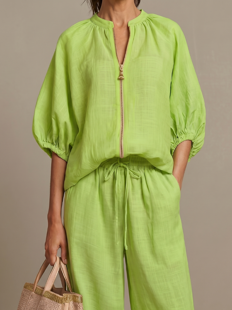 Elegant Zip-Up Two-Piece Set
