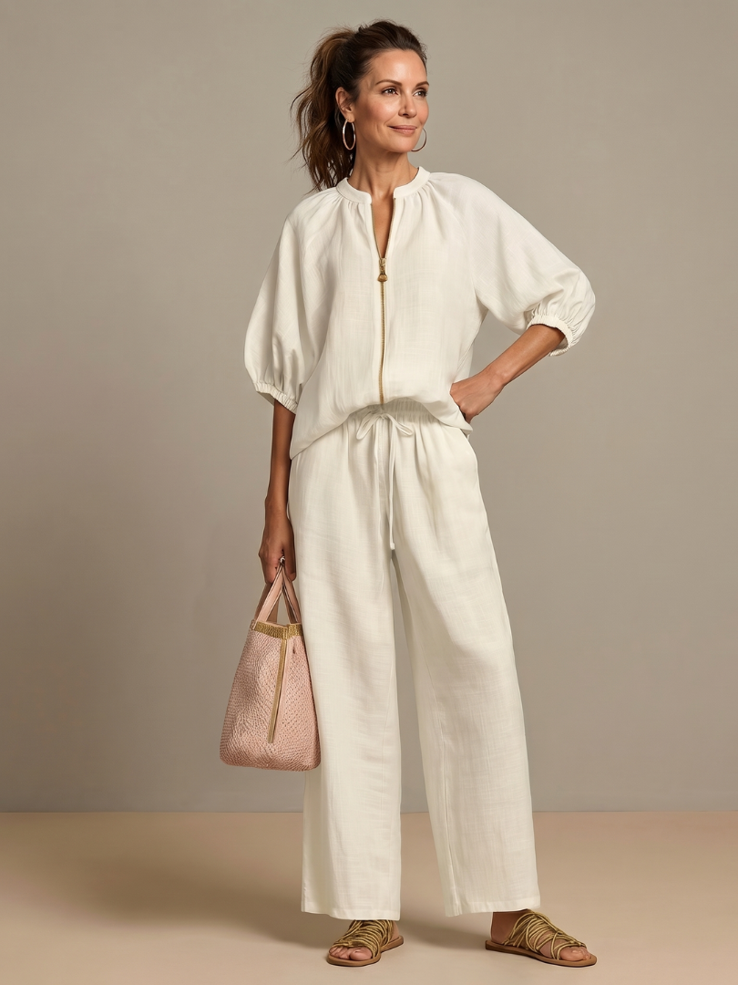 Elegant Zip-Up Two-Piece Set