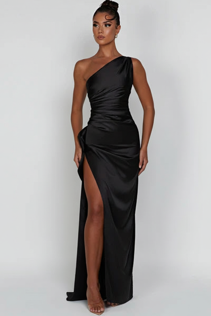One-Shoulder High Slit Maxi Dress for Evening Looks