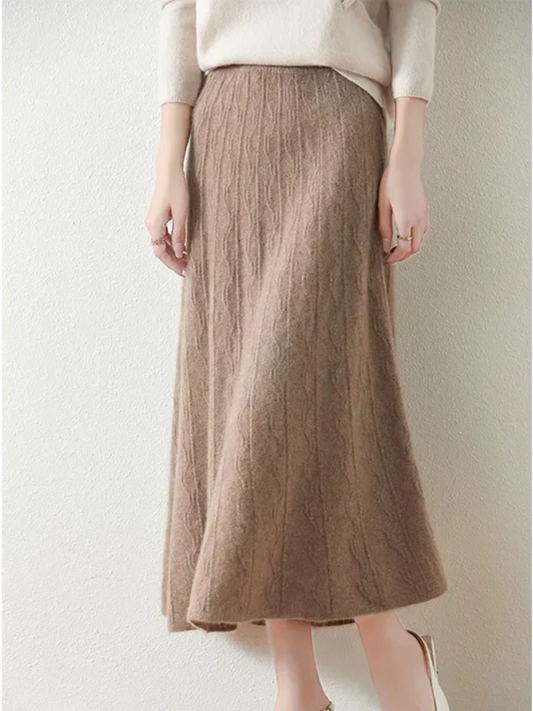 Knit Midi Skirt with Soft Feminine Everyday Styling