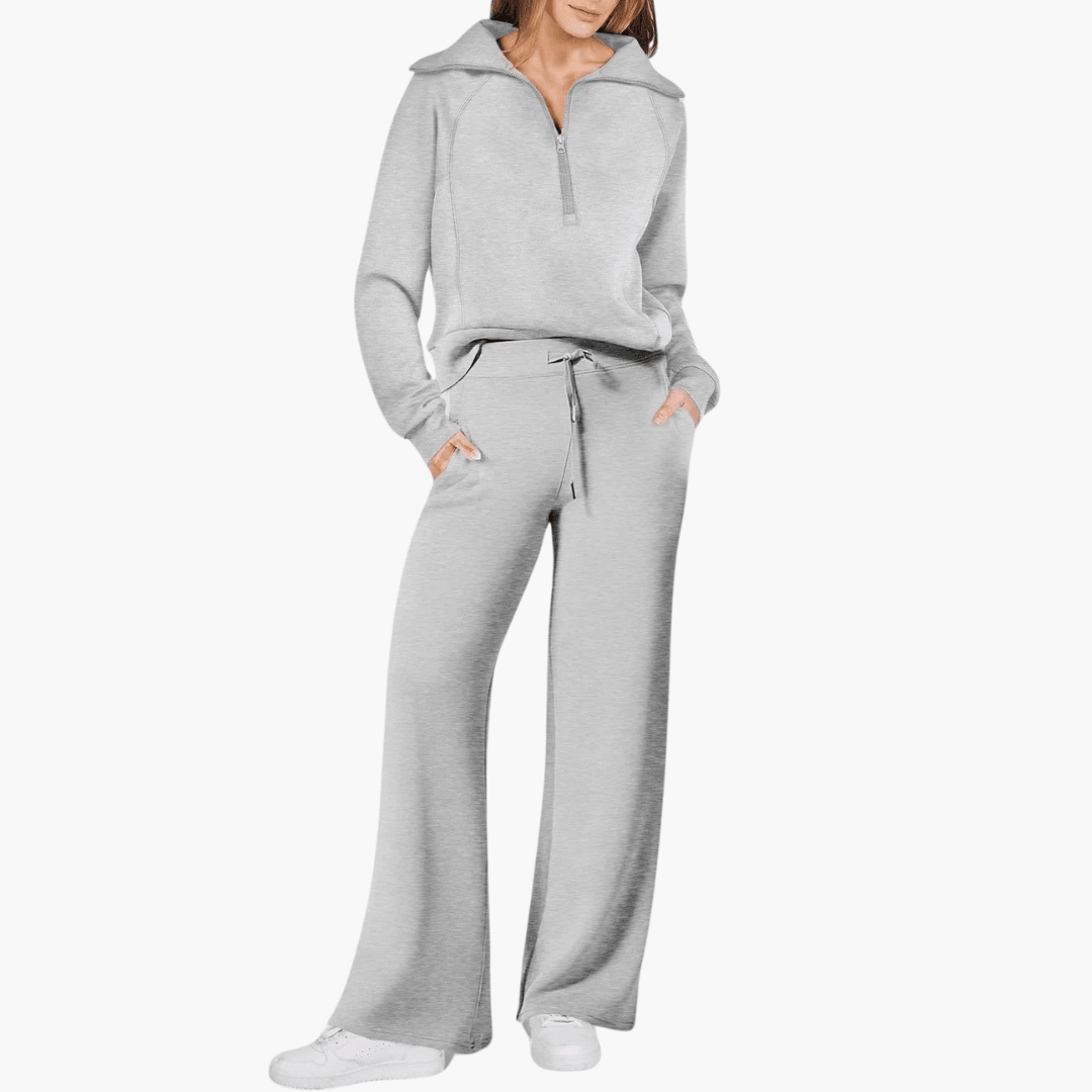 Cozy Zip-Up Wide-Leg Women’s Lounge Set