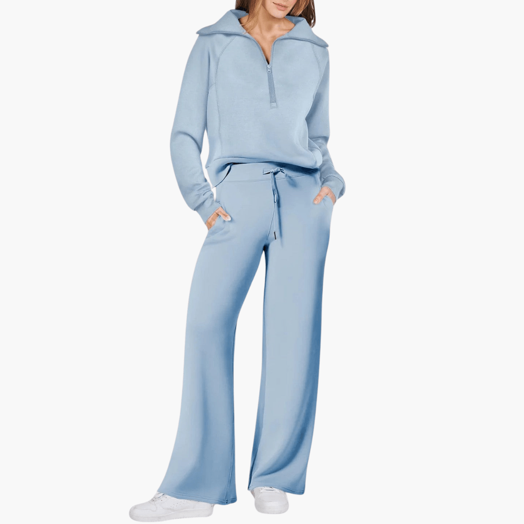 Cozy Zip-Up Wide-Leg Women’s Lounge Set