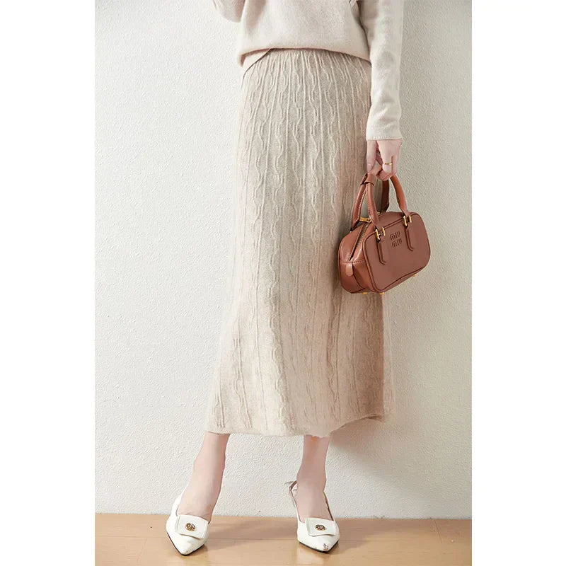 Knit Midi Skirt with Soft Feminine Everyday Styling