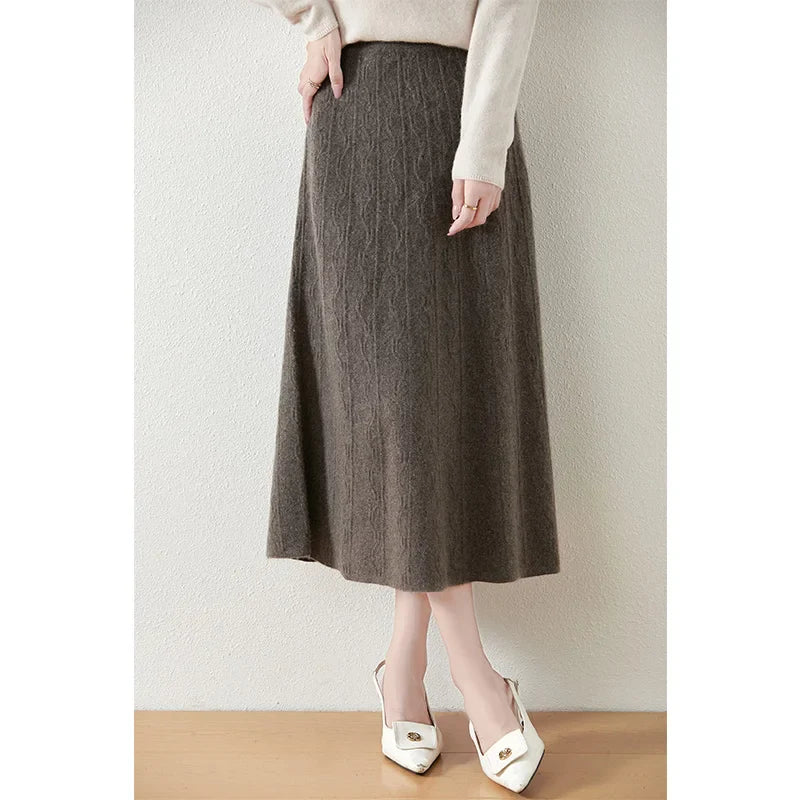 Knit Midi Skirt with Soft Feminine Everyday Styling