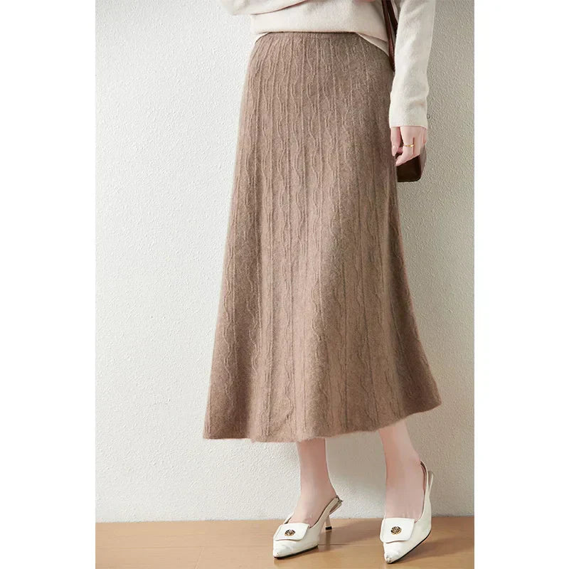Knit Midi Skirt with Soft Feminine Everyday Styling